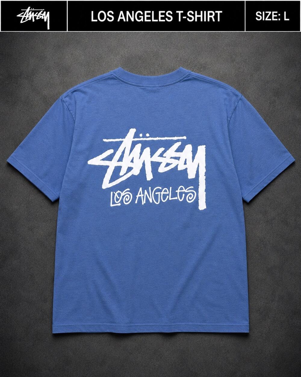 :Stüssy Los Angeles Chapter T-shirt in a standout blue colorway NWOT
